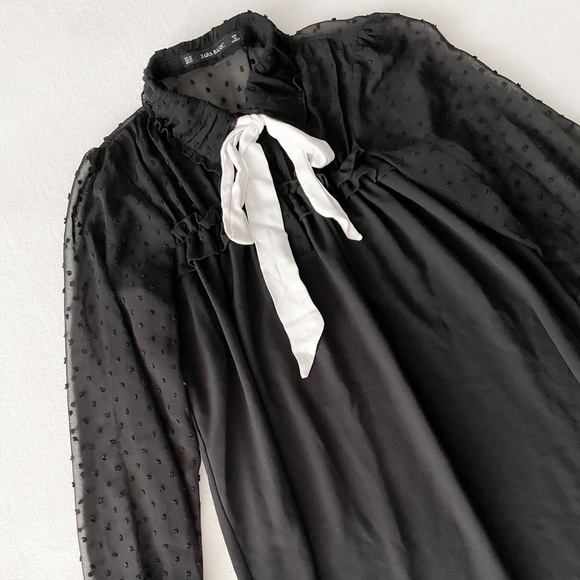 ZARA Swiss Dot Contrast Dress - Picture 11 of 11